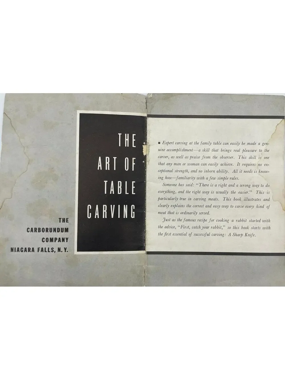 Vintage 1934 Table Carving Cookbook: Carborundum Company Pamphlet